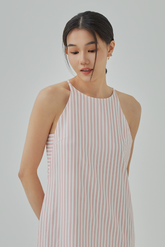 Nellie Striped High Halter Mini Dress